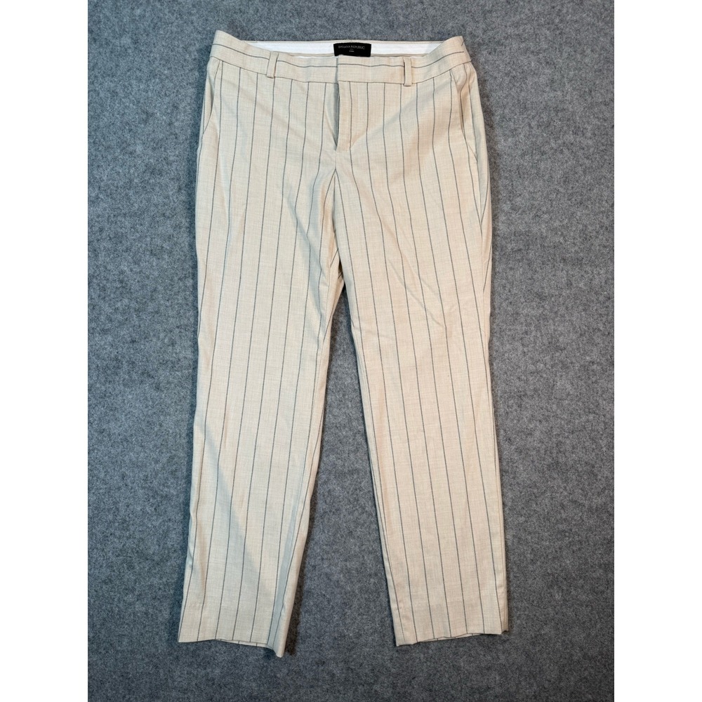Banana Republic Ryan Pinstripe Trousers Beige Straight Leg Dress Pants Womens 4